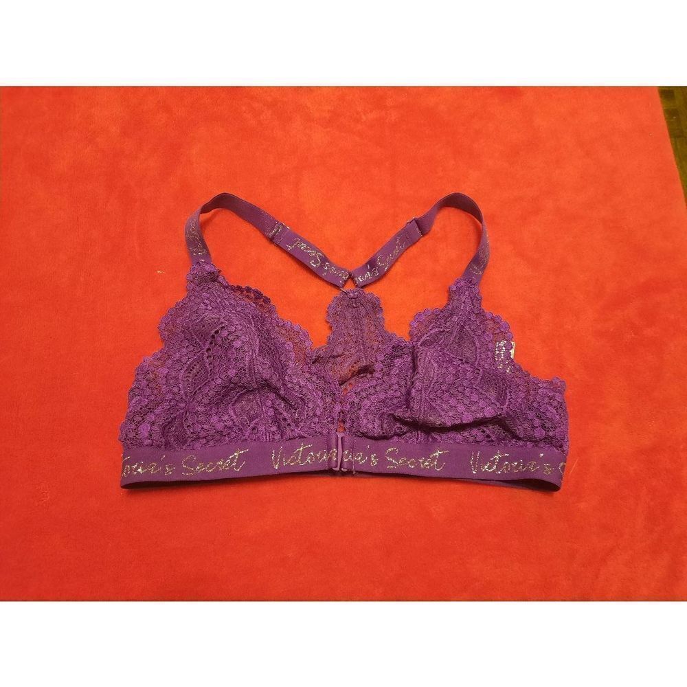 Victoria's Secret size M Purple Lace Triangle Racerback Bralette Bra